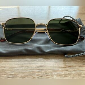 AIRE “Spiral” Gold Frame Sunglasses with Dark Green Lenses NEW